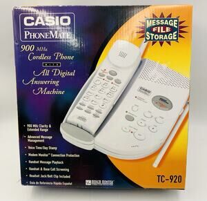 Casio Phonemate TC-920 Cordless Phone w/ Digital Answering Machine
